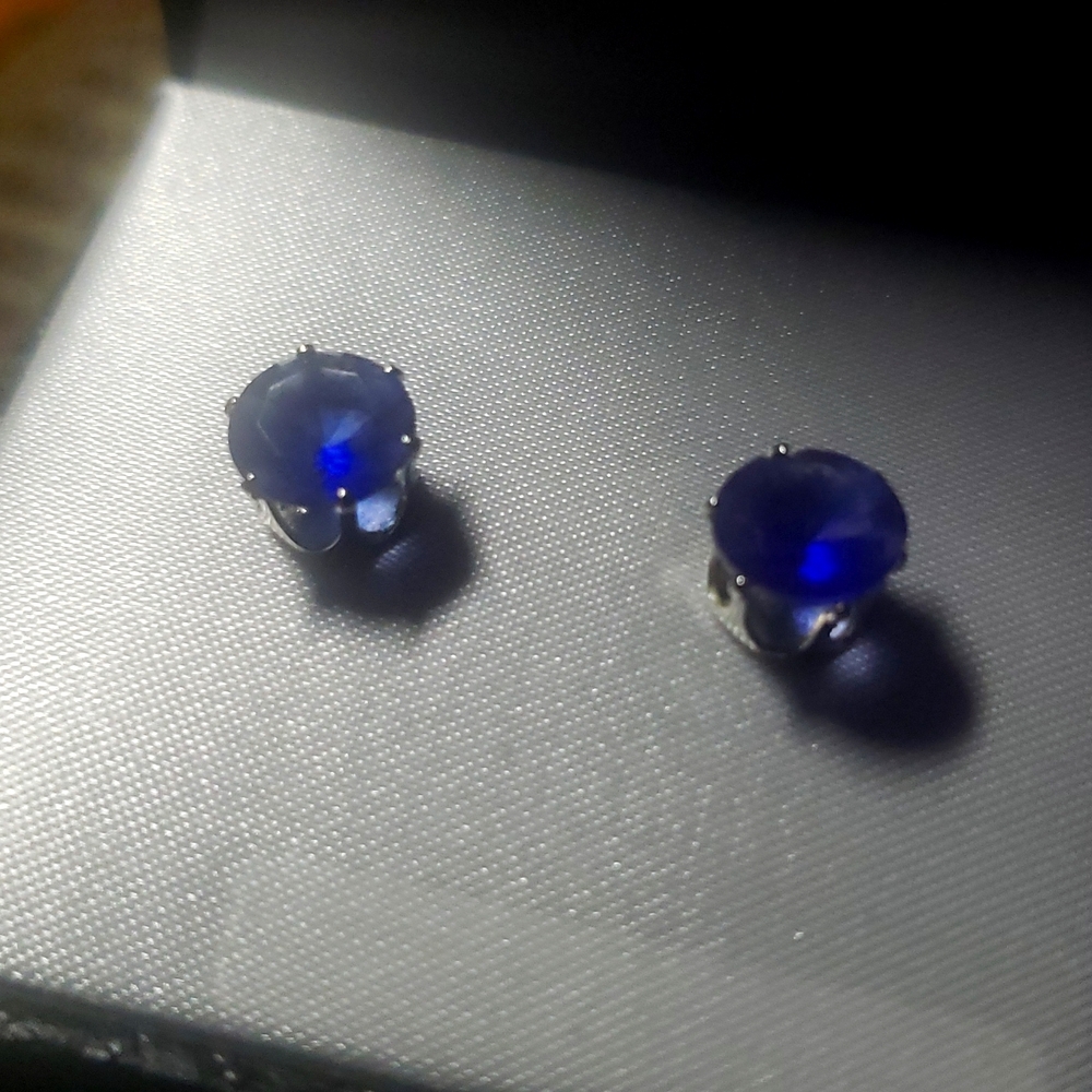 Blue Sapphire real 925 silver earrings